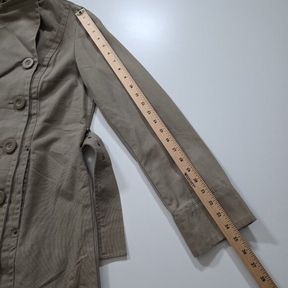 Zara Trench Coat Women M Beige Twill Pockets Belt Buttons Removable Liner Preppy - Picture 6 of 16